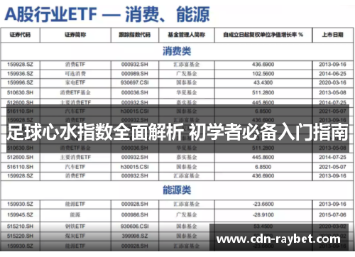 足球心水指数全面解析 初学者必备入门指南